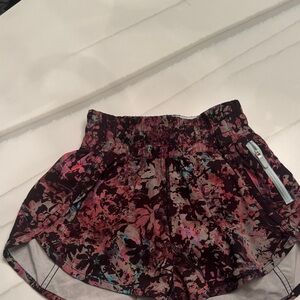 Floral Lululemon Athletic Shorts with Zipper Pocket